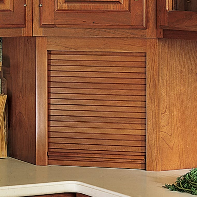 Hardwood Appliance Garage with Tambour Door Kit - Corner - full pic 