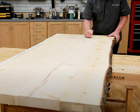 lining up slab boards for table top